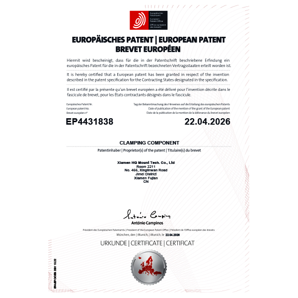 Європейська сертифікація інновацій – комплект тримачів HQ Mount Click